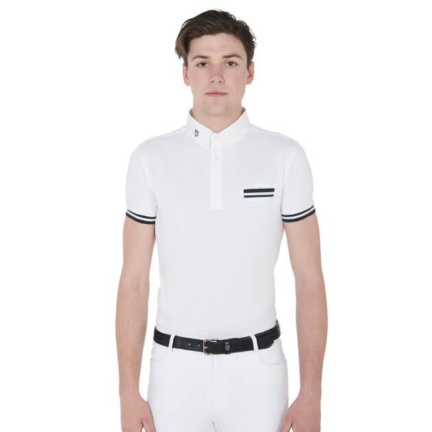 Polo masculino slim fit para competição com inserts pretos