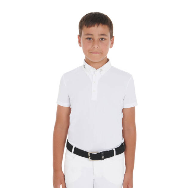 Pólo infantil de concurso slim fit quatro botões