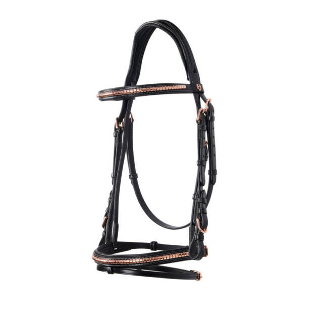 Cabeleira inglesa de couro com clincher cor ouro rosa
