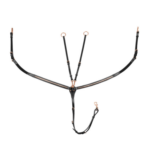 Peitoral com forquilha em couro clincher rose gold