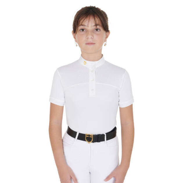 Pólo infantil slim fit para concurso em tecido perfurado