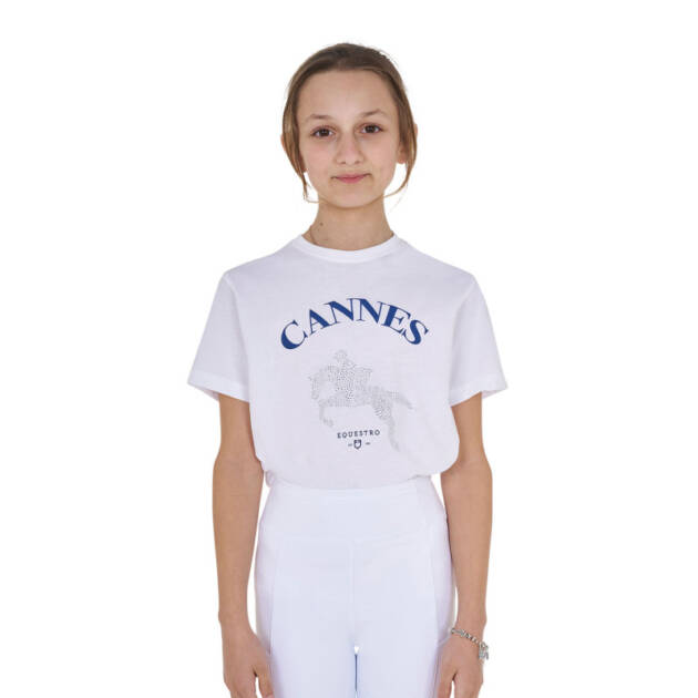 Camiseta infantil Cannes de algodão com strass
