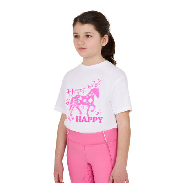 Camiseta de algodão que me faz feliz, cavalo da menina