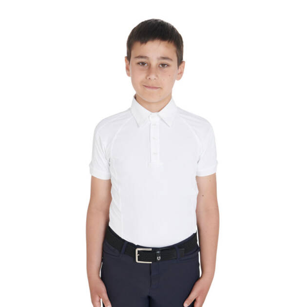 Polo infantil slim fit de competição quatro botões