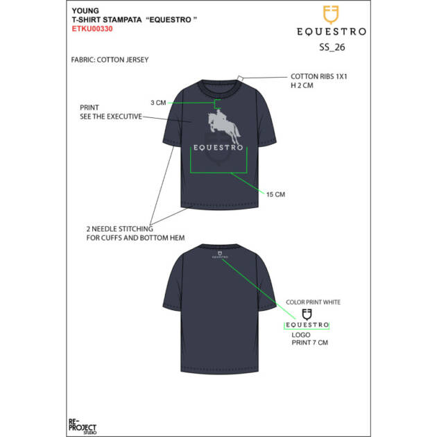 Camiseta de algodão com logo brilhante de salto a cavalo infantil