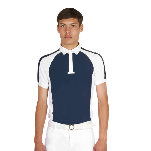 Pólo masculino de competição slim fit quatro botões