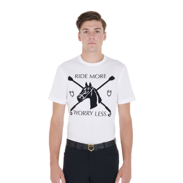 Camiseta masculina slim fit com estampa equestre