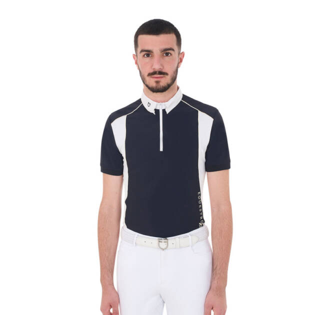 Polo masculino slim fit em tecido técnico com acabamento em viés