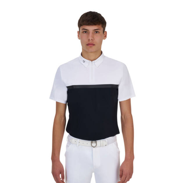 Polo de concurso masculino Equestro Ridertechnology manga curta e zíper