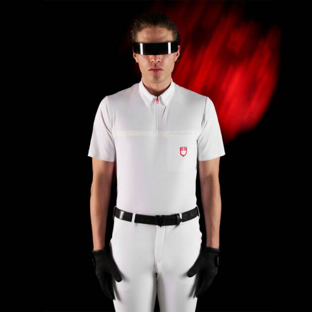 Polo concurso masculino equestre Ridertechnology manga curta e zíper