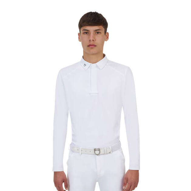 Polo de concurso masculino Equestro Ridertechnology manga longa botões