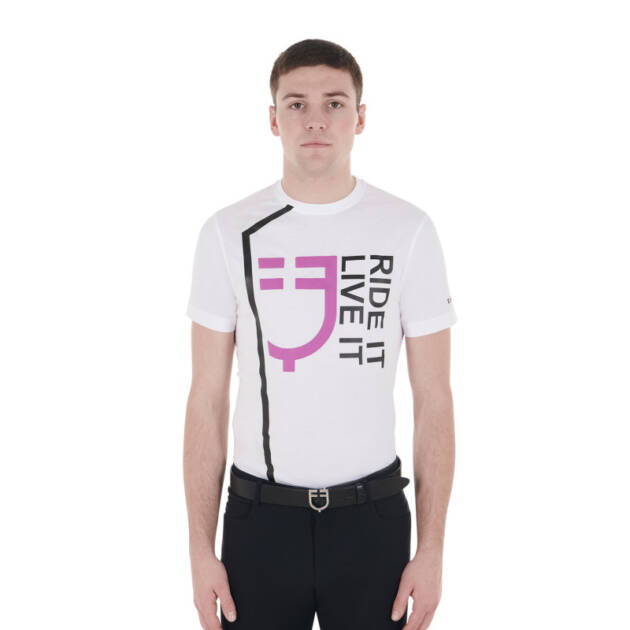 Camiseta masculina slim fit com logo Ride It Live It