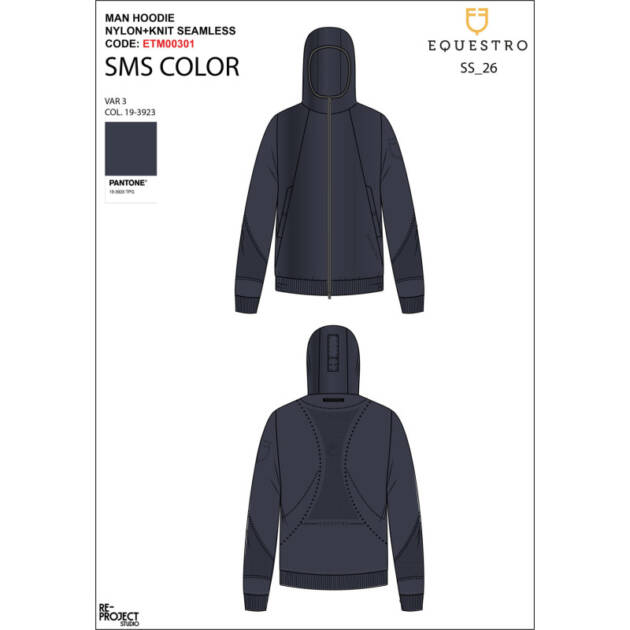 Moletom técnico masculino com capuz e inserções de micro mesh