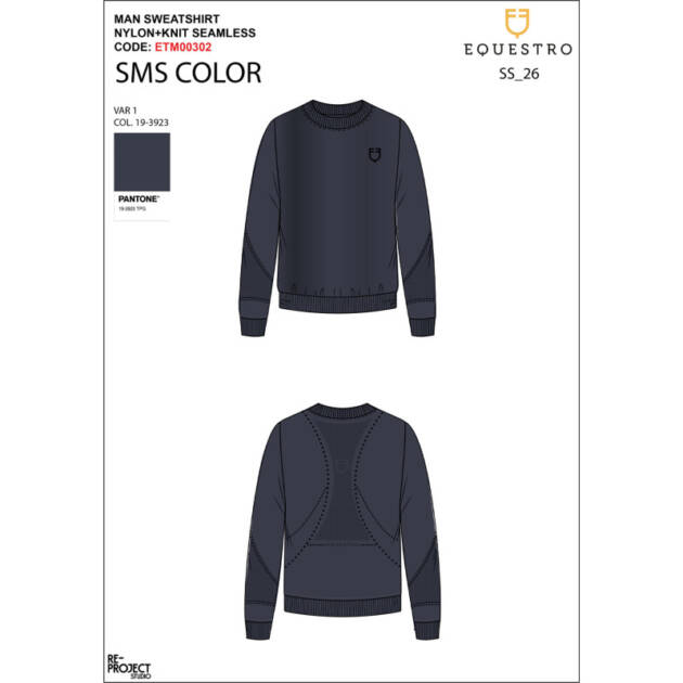 Moletom técnico masculino gola careca com inserções de micro mesh