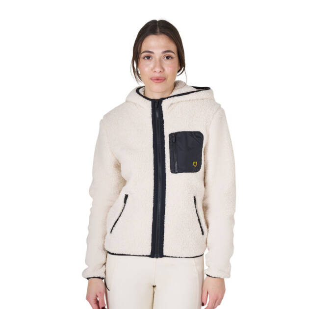 Moletom feminino de fleece felpudo com bolso frontal