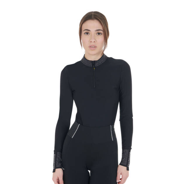 Polo técnico feminino de treino com strass