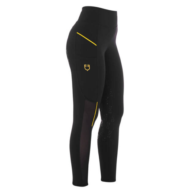 Leggings feminino slim fit com inserts de micro mesh