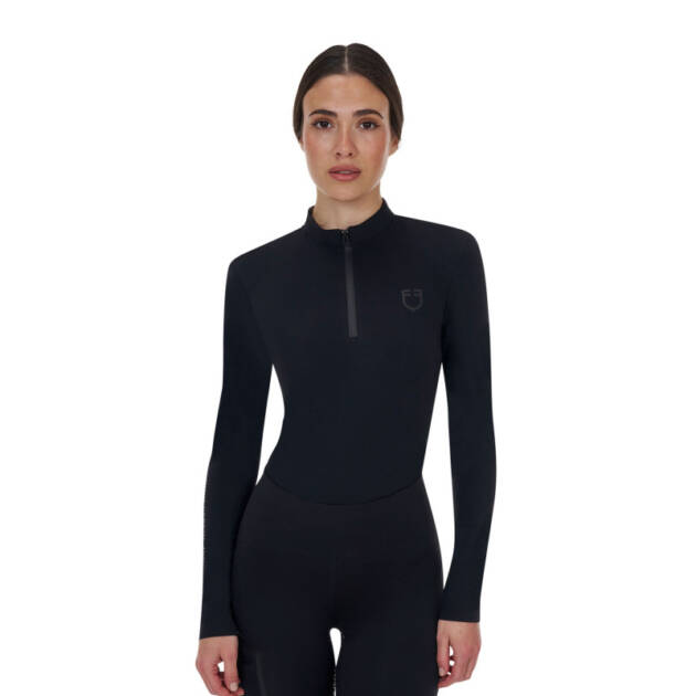 Polo de treino feminino Equestro Ridertechnology manga longa e zíper