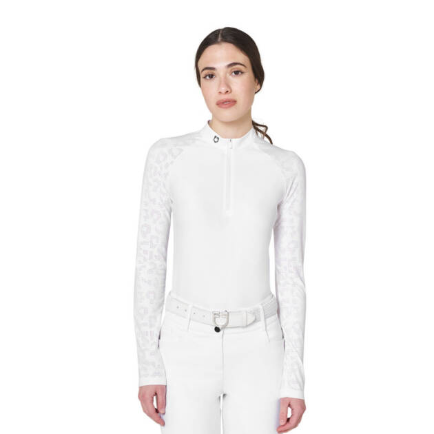 Polo feminino slim fit para competição com inserts em mesh