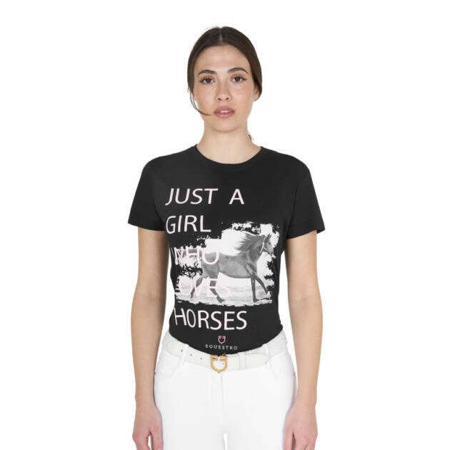 Camiseta feminina de algodão Horse Lover