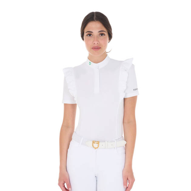 Polo concurso feminino slim fit com babados