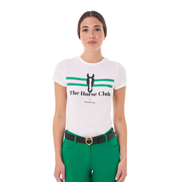 Camiseta feminina Stripe Horse Club em algodão