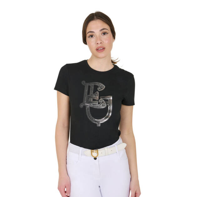 Camiseta de algodão monograma EQ feminina