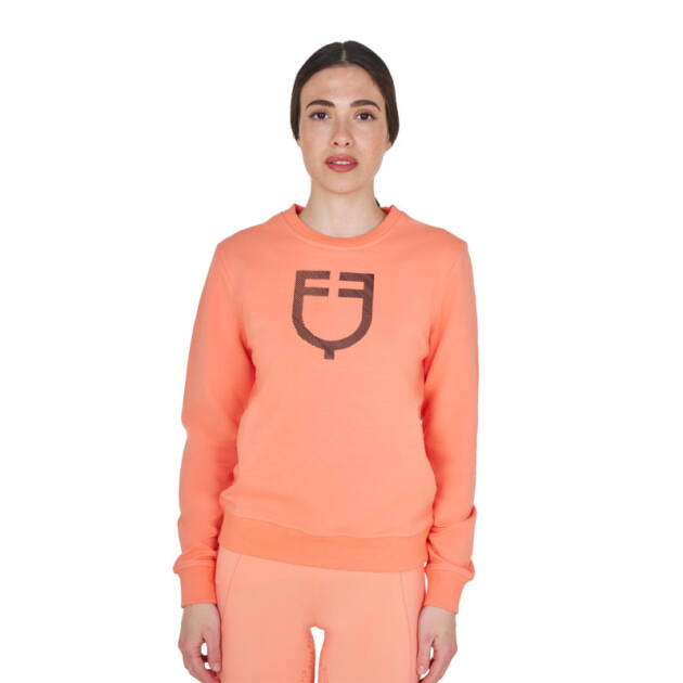 Moletom feminino gola careca com logo no peito
