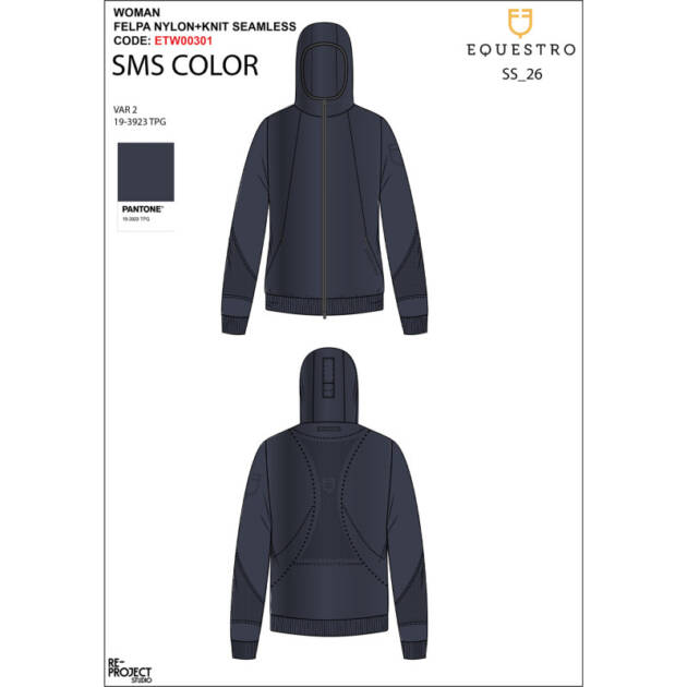 Moletom técnico feminino com capuz e inserções de micro mesh