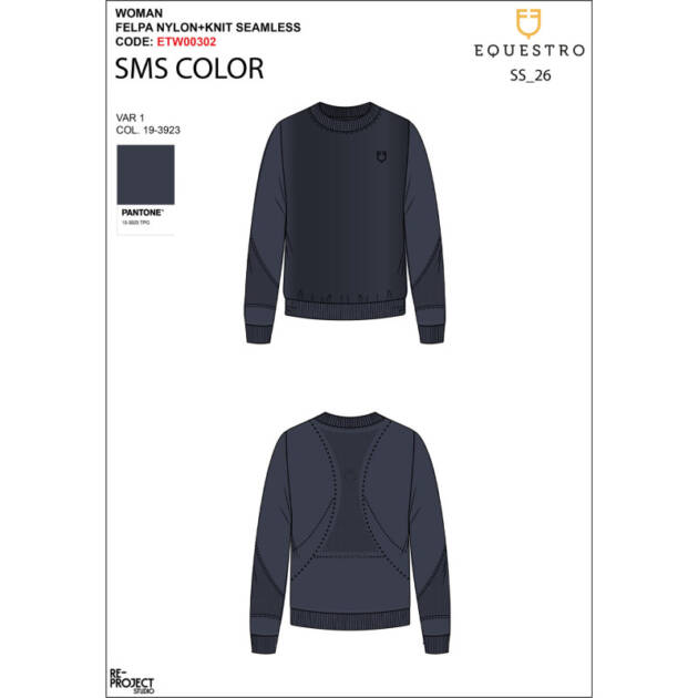 Moletom técnico feminino gola redonda com inserções de micro mesh