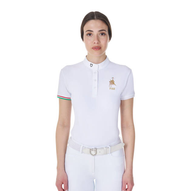 Polo feminina de competição slim fit Equestro X FISE