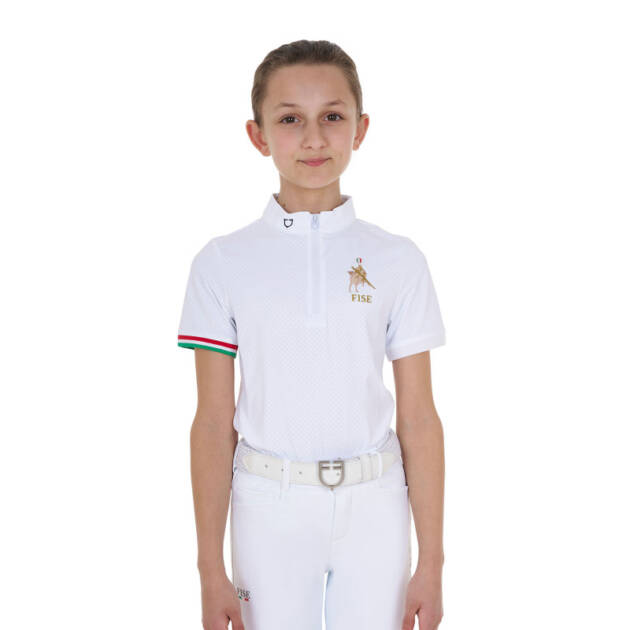 Polo infantil de concurso com zíper Equestro X FISE