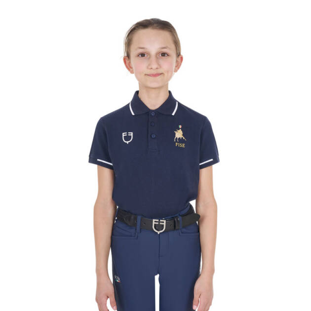 Polo unissex infantil em tecido técnico Equestro X FISE
