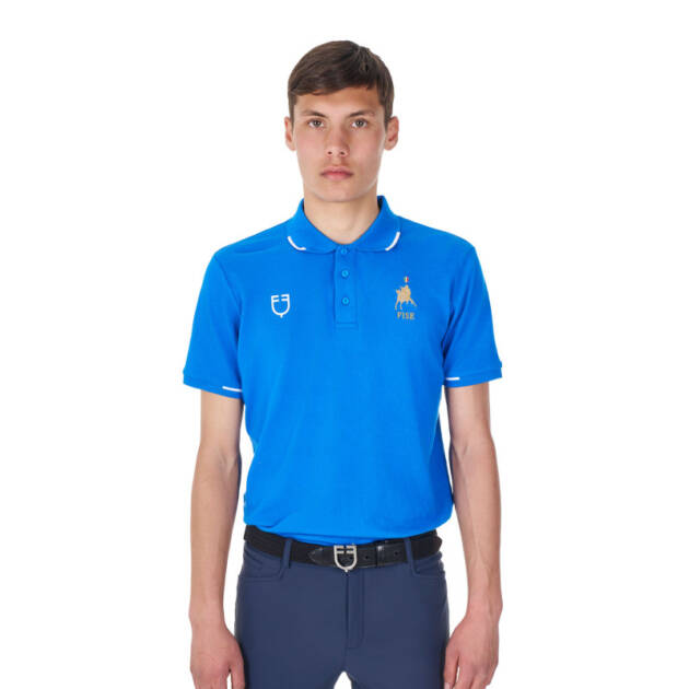 Pólo masculino de treino três botões Equestro X FISE