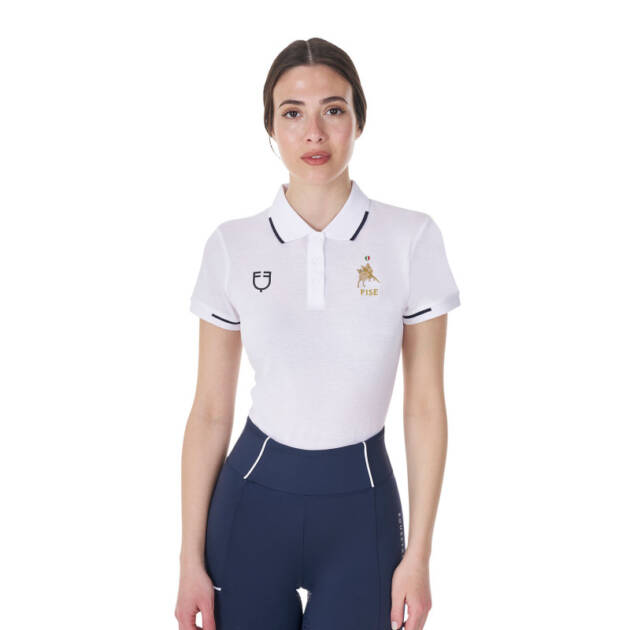 Polo feminino de treino três botões Equestro X FISE