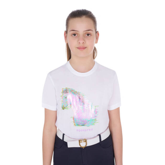 Camiseta infantil slim fit com estampa de cavalo interferência