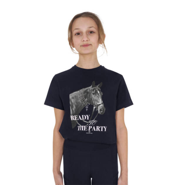 Camiseta infantil Ready To The Party em algodão com strass