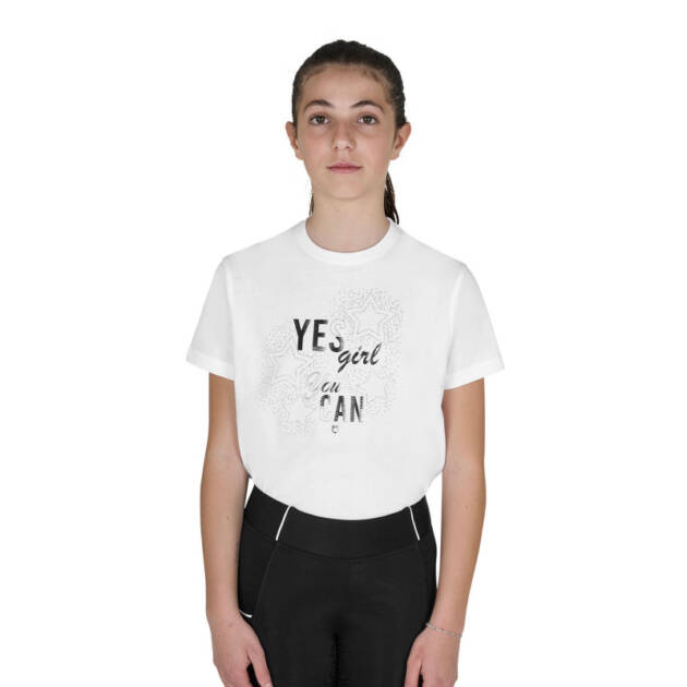 Camiseta de algodão feminina "Yes Girl You Can"