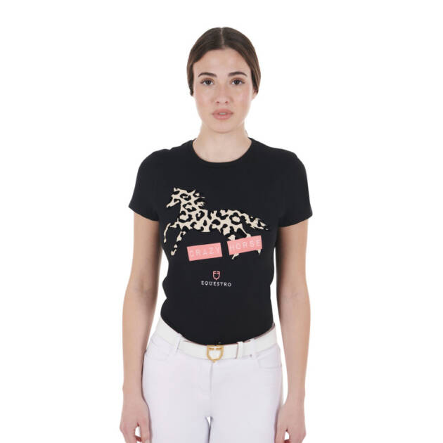 Camiseta feminina de algodão Crazy Horse