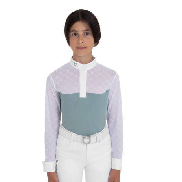 Polo de concurso menina manga comprida com tule