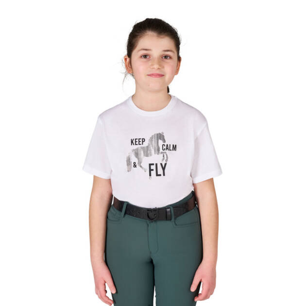 Camiseta menina Keep Calm & Fly em algodão