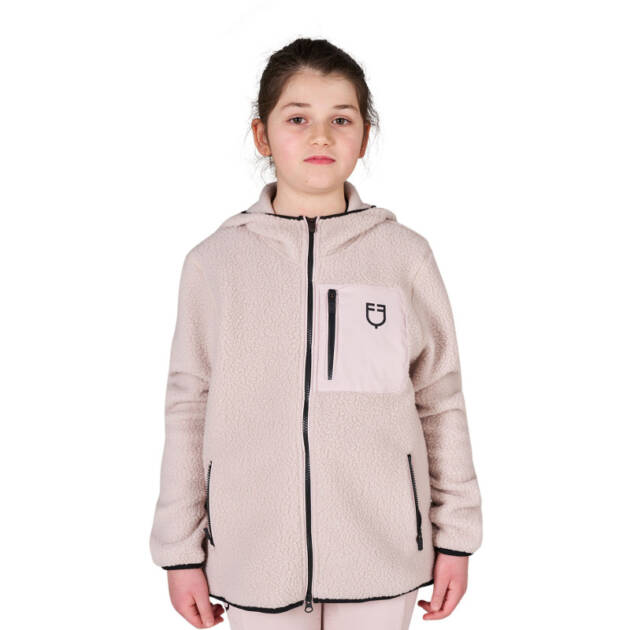 Moletom infantil unissex em fleece teddy com zíper e capuz