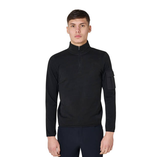 Moletom masculino de gola alta em fleece com zíper de 3/4