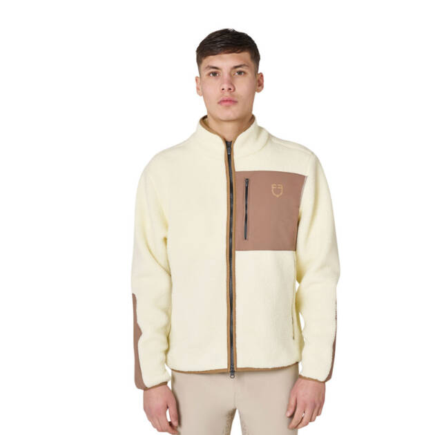 Moletom masculino em fleece teddy com bolso frontal