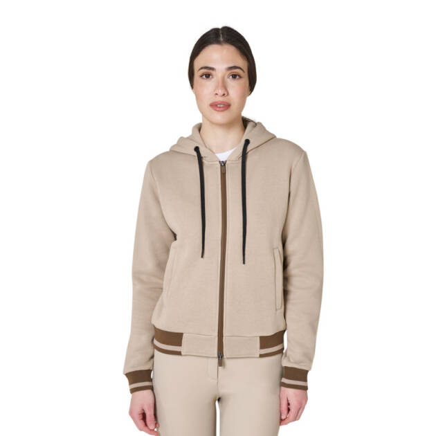 Moletom feminino com capuz e zíper frontal