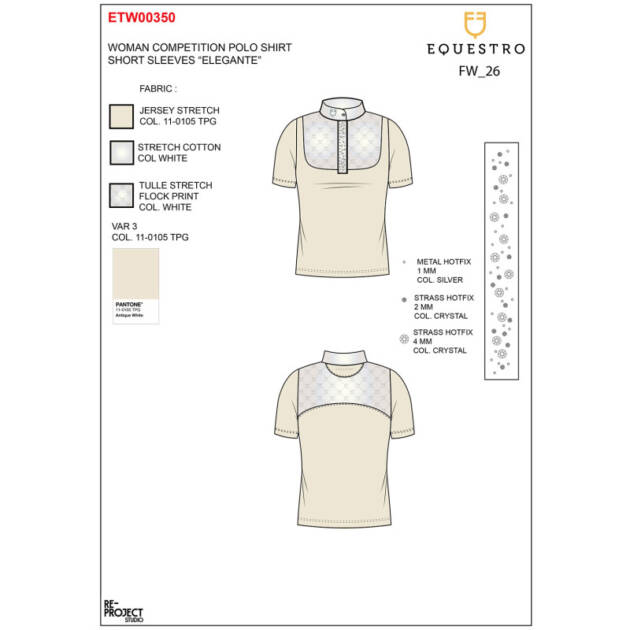 Polo de concurso feminina com inserções em tule