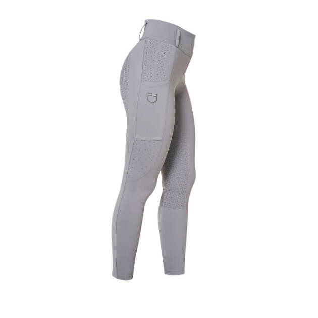 Leggings femininos de cintura alta com presilhas e strass