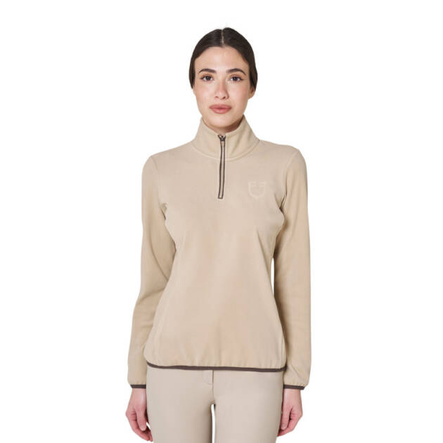 Sweatshirt feminina com gola alta em fleece com fecho de 3/4```