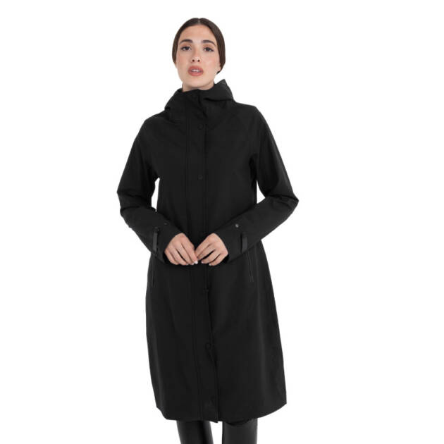 Softshell comprido feminino com abertura traseira